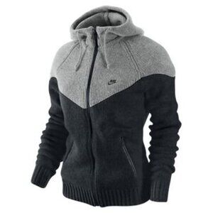 RARE Nike Knit Sweater Hoodie XS Gray Black